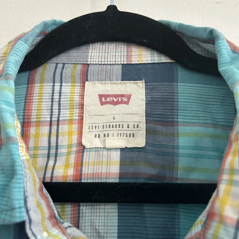 Levi's Men's Multicolored Plaid Button Down Long Sleeve Shirt